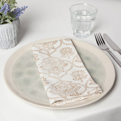 Block Print Lotus Napkins Set of 4