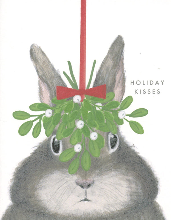 Bunny Under Mistletoe Christmas Card