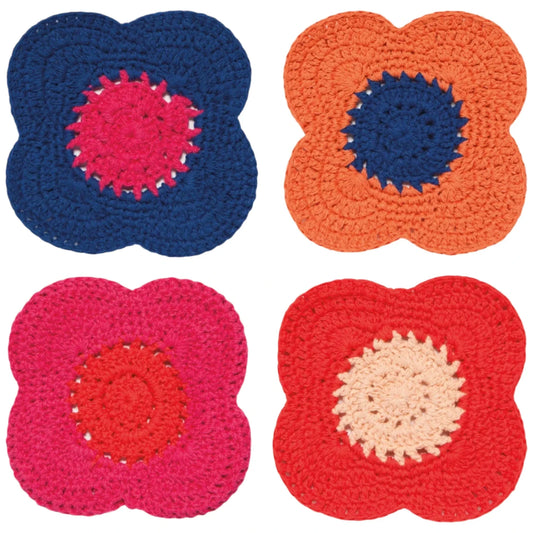 Poppy Crochet Coasters Set of 4 Assorted