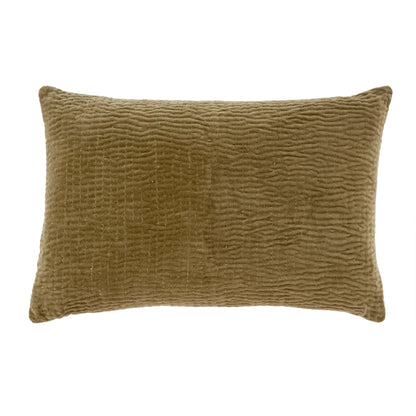 Velvet Kantha-Stitch Pillow Cushion Green