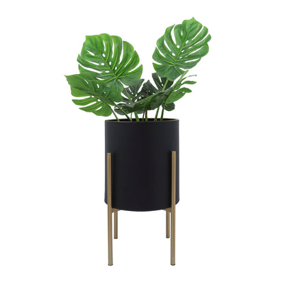 Planter On Metal Stand Black Gold