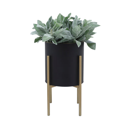 Planter On Metal Stand Black Gold