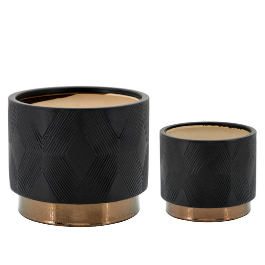 Diamond Metallic Planter Black