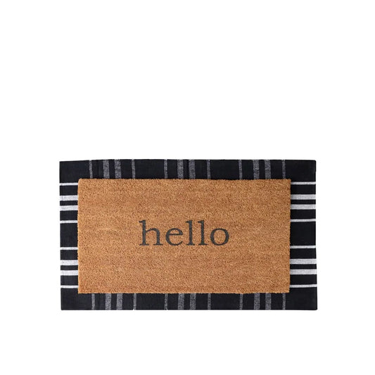 Hello Door Mat  Natural Black