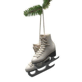 Pair Ivory Figure Skates Ornament