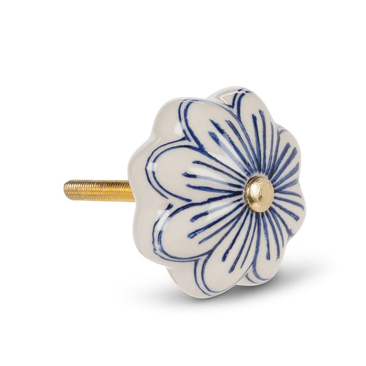 Blue & White Flower Petal Knob