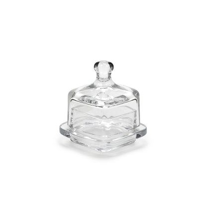 Clear Small Square Butterdish with Cover 3.5"Sq