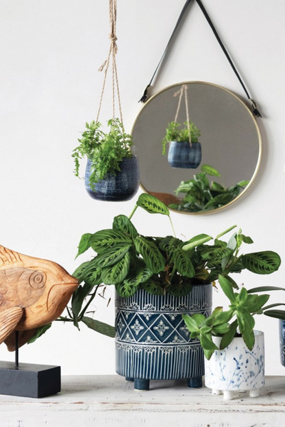 Blue Pattern with Jute Hanging Planter