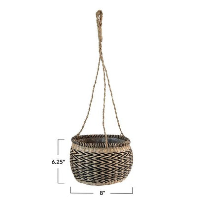 Hand-Woven Hanging Segrass Basket Planter