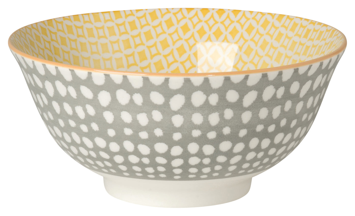 6" Gray Dots Yellow Bowl