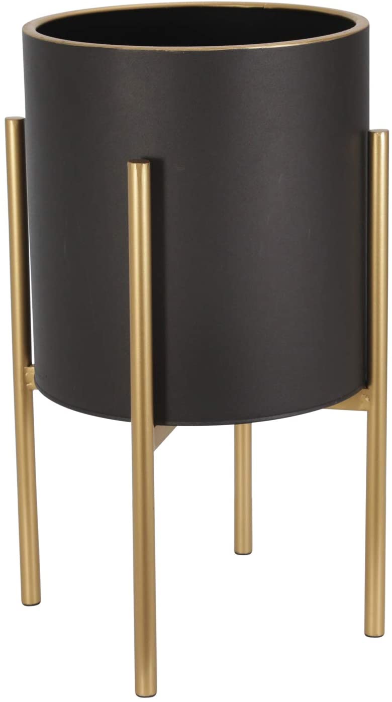 Planter On Metal Stand Black Gold