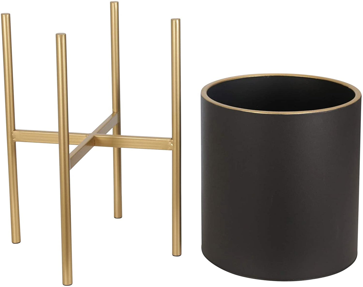 Planter On Metal Stand Black Gold