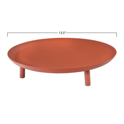 Decorative Metal Footed Tray, Sienna 13-3/4" Round x 3"H