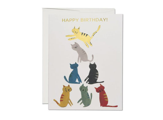 Gold Kitty Birthday Card