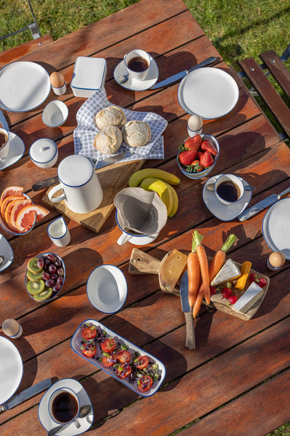 Classic White With Blue Rim Breakfast Plate