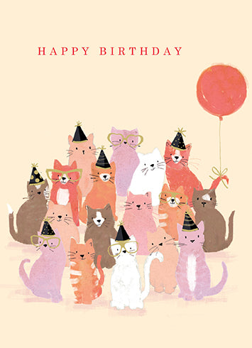 Cat Birthday Party Card