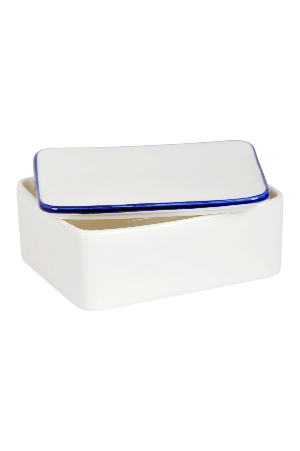 Classic White With Blue Rime Butter Dish