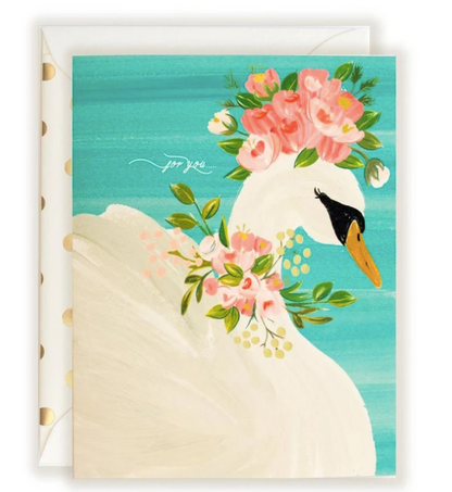 For You Floral Crowned Swan On Water Card