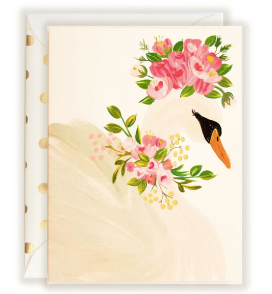 Graceful Floral Crowned Swan Card