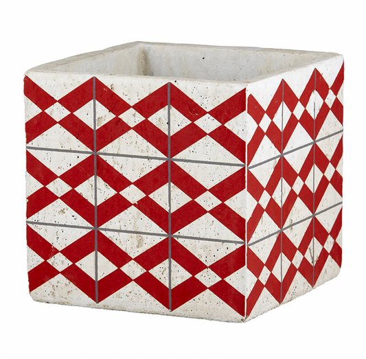 Large Red Pattern Planter