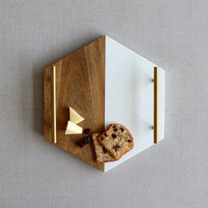 Cassie Marble Hexagon Serving Tray