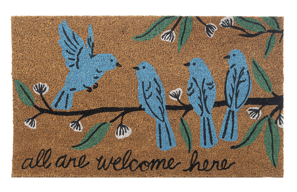All are Welcome Here" Bird Doormat