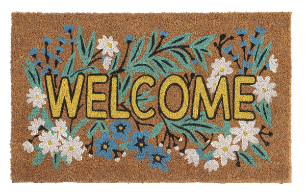 "Welcome" Flower Doormat