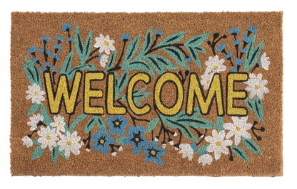 "Welcome" Flower Doormat