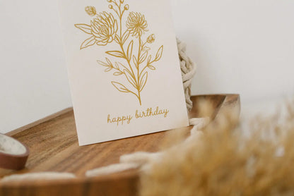 Minimalist Line Art Floral Birthday Card