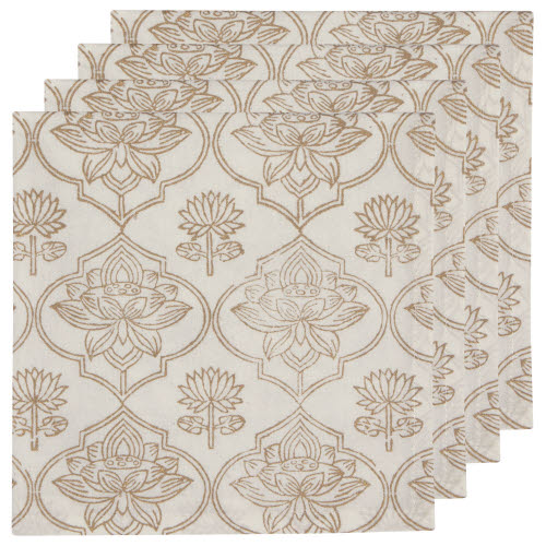 Block Print Lotus Napkins Set of 4