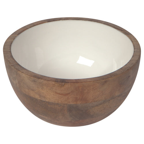 Mango Wood Bowl Medium White