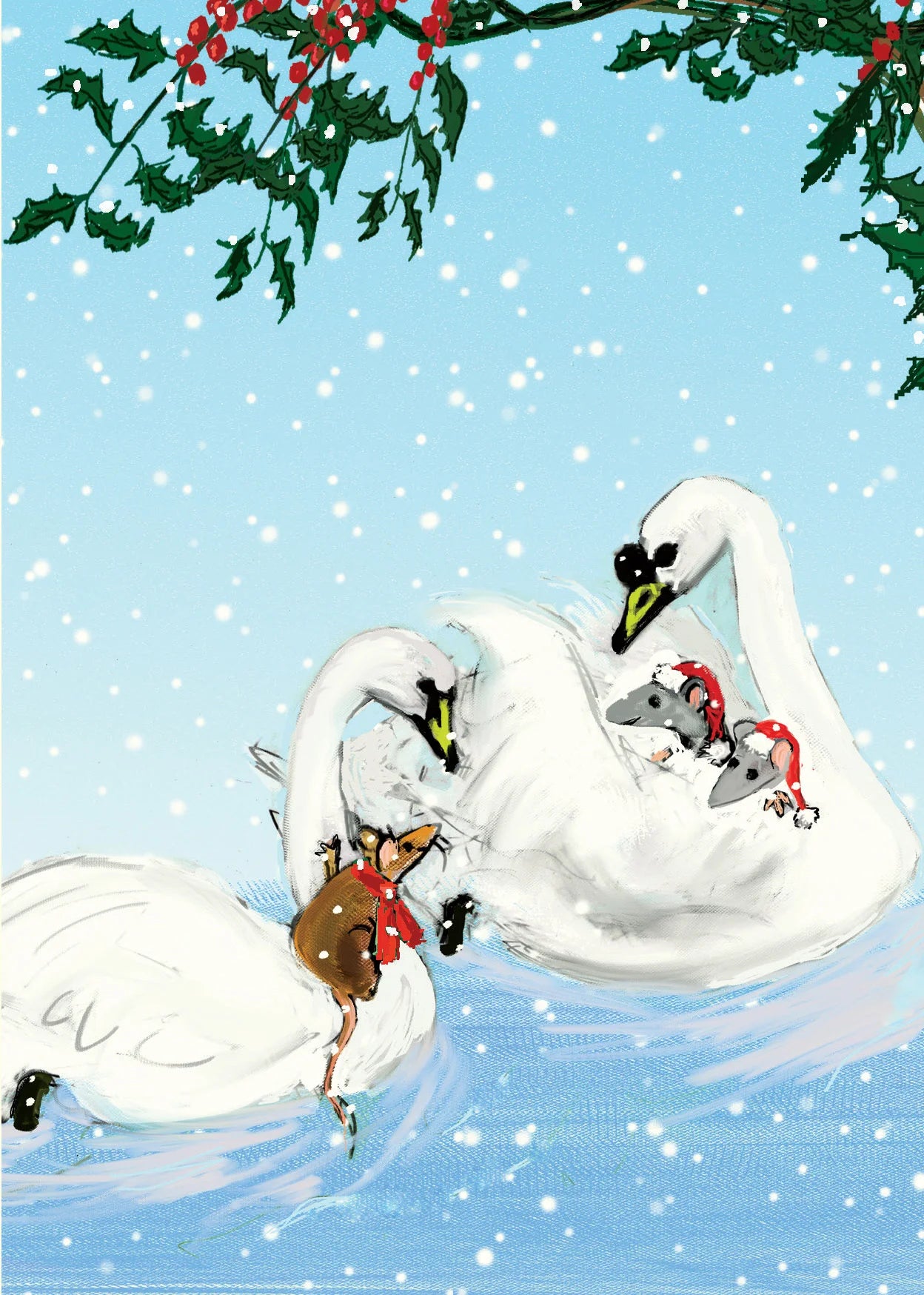 Swan Christmas Card