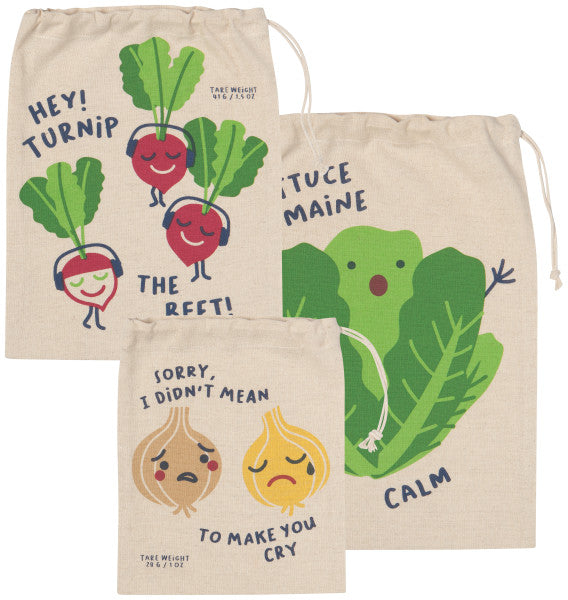 Funny Food  Produce Bags Set of 3